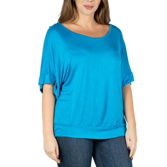 24/7 Comfort Apparel Women's Plus Size Short Sleeve Loose Fitting Dolman Top