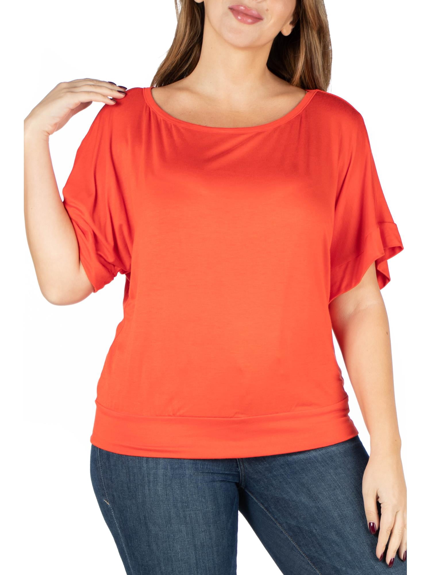 24/7 Comfort Apparel Women's Plus Size Short Sleeve Loose Fitting Dolman Top