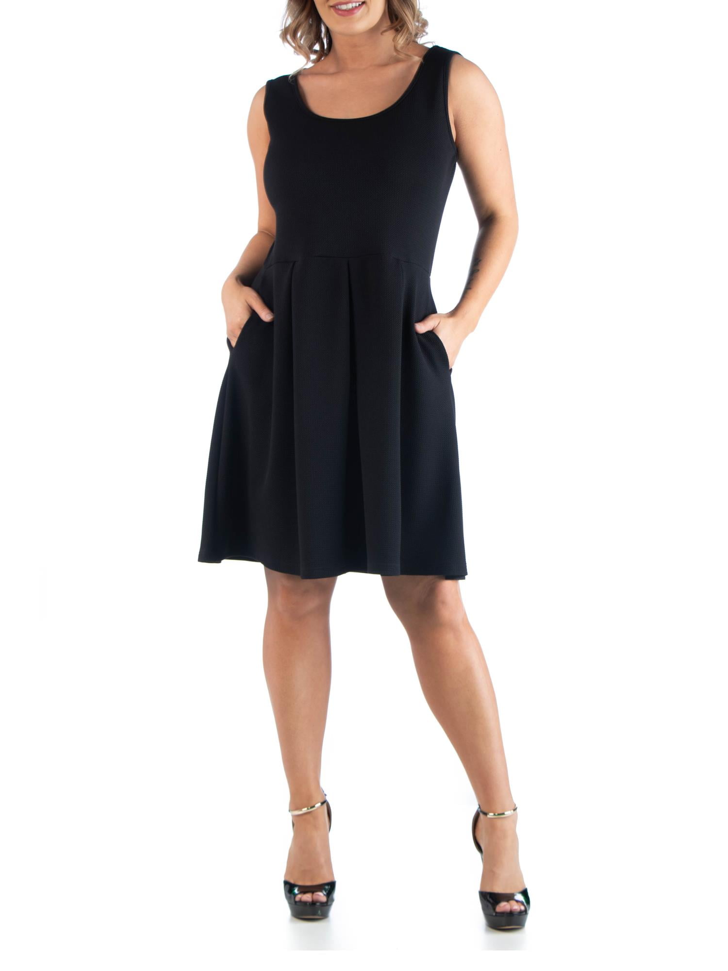 24/7 Comfort Apparel Women's Plus Size Sleeveless Dress with Pockets