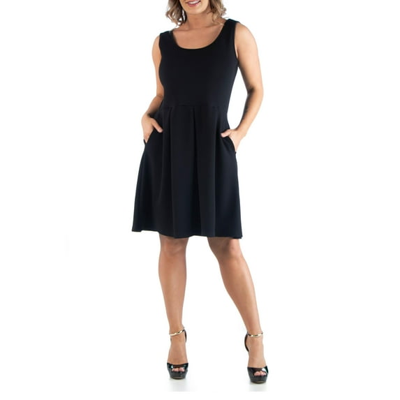 24/7 Comfort Apparel Women's Plus Size Sleeveless Dress with Pockets