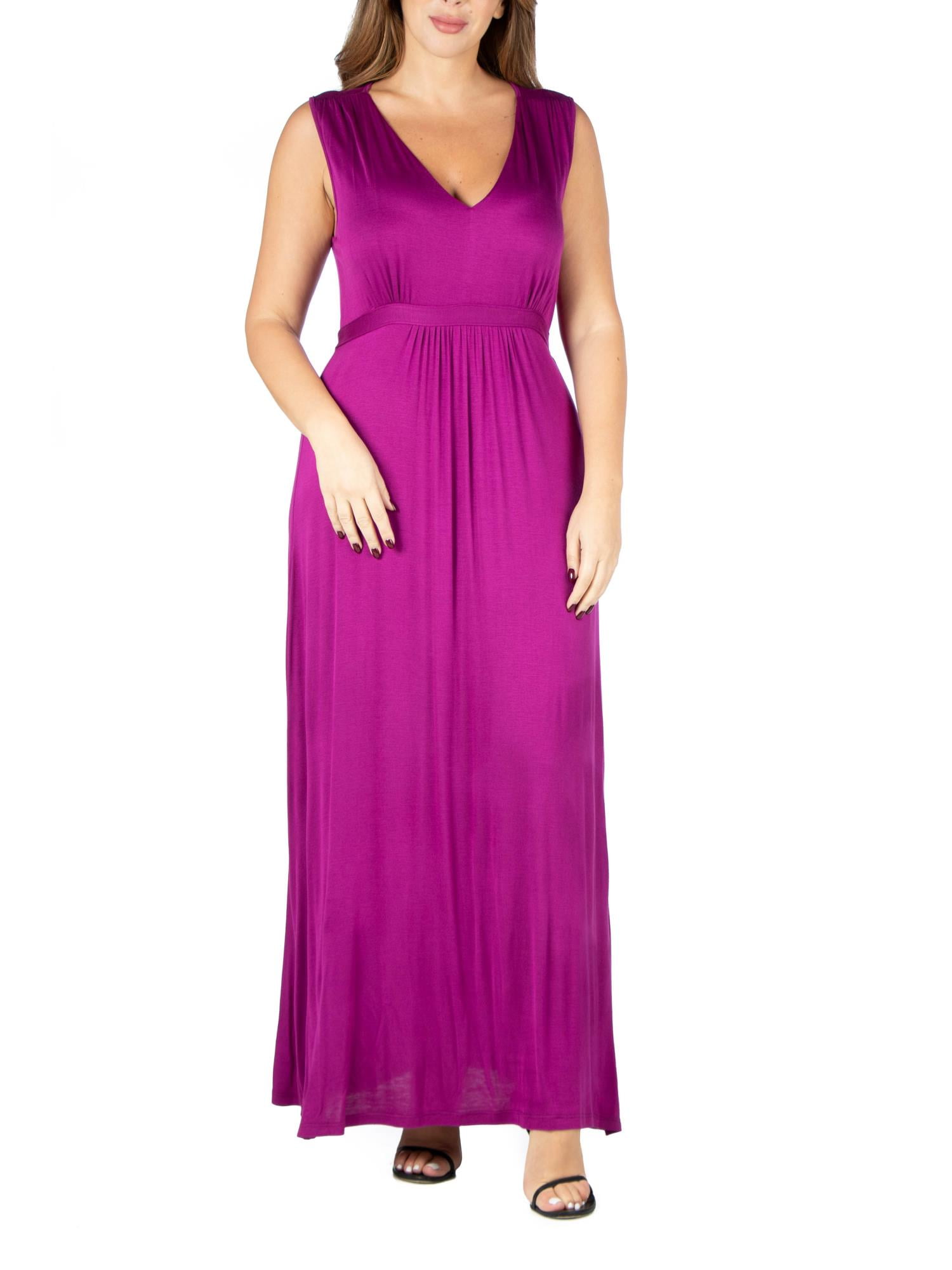 24/7 Comfort Apparel Women's Plus Size Sleeveless Empire Waist Maxi Dress