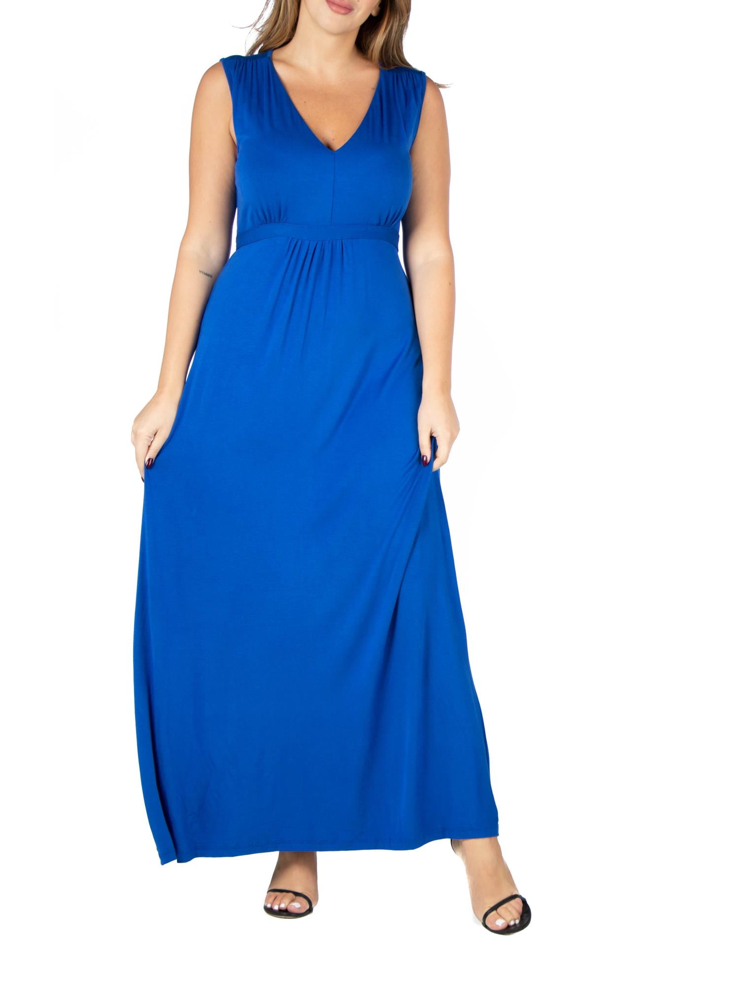 24/7 Comfort Apparel Women's Plus Size Sleeveless Empire Waist Maxi Dress