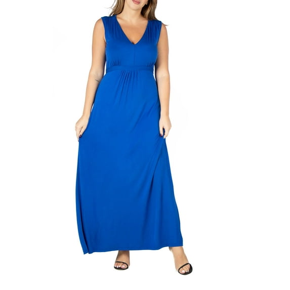 24/7 Comfort Apparel Women's Plus Size Sleeveless Empire Waist Maxi Dress