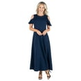 thumbnail image 1 of 24/7 Comfort Apparel Women's Ruffle Cold Shoulder A Line Maxi Dress, 1 of 4