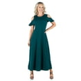 thumbnail image 1 of 24/7 Comfort Apparel Women's Ruffle Cold Shoulder A Line Maxi Dress, 1 of 4