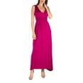 thumbnail image 1 of 24/7 Comfort Apparel Women's V Neck Sleeveless Maxi Dress with Belt, 1 of 4