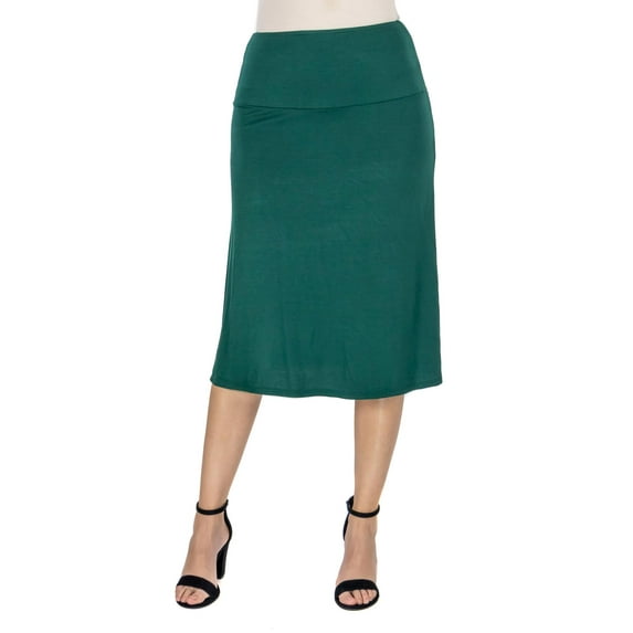 24/7 Comfort Apparel Womens A Line Elastic Waist Knee Length Skirt