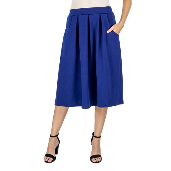 24/7 Comfort Apparel Womens Classic Knee Length Black Skirt With Pockets