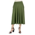 thumbnail image 1 of 24/7 Comfort Apparel Womens Elastic Waist Pleated Pocket Midi Skirt, 1 of 1