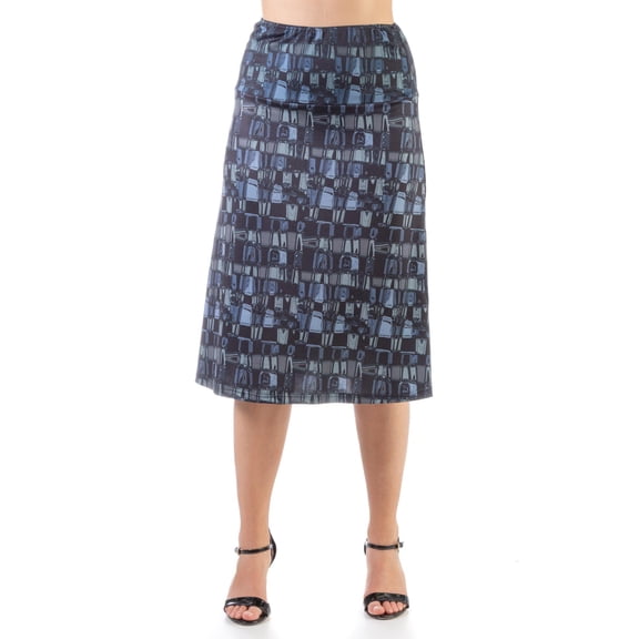24/7 Comfort Apparel Womens Grey Abstract Elastic Waist Knee Length Skirt