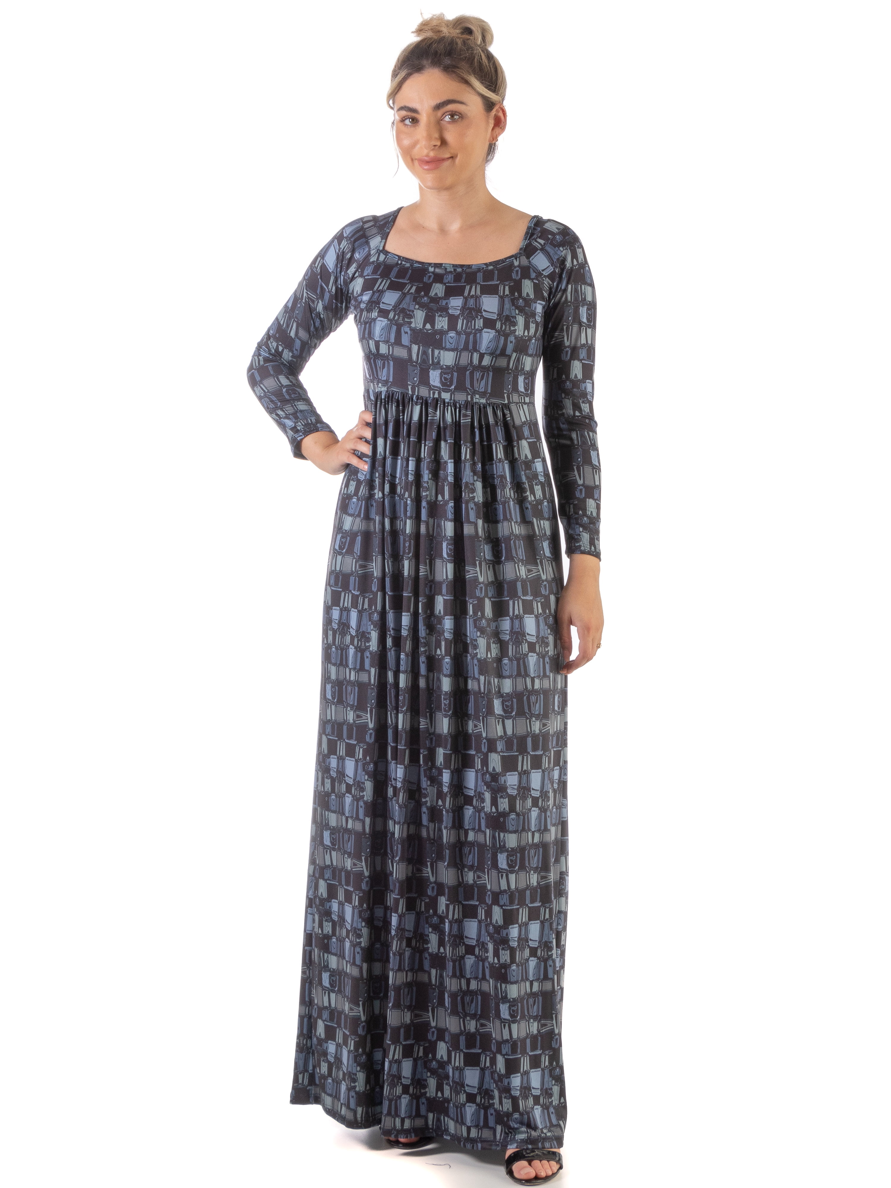 chinese dress ladies Pleated Maxi Dress (Gray)