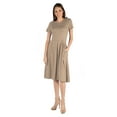 thumbnail image 1 of 24/7 Comfort Apparel Womens Midi Dress with Short Sleeves and Pocket Detail, 1 of 4
