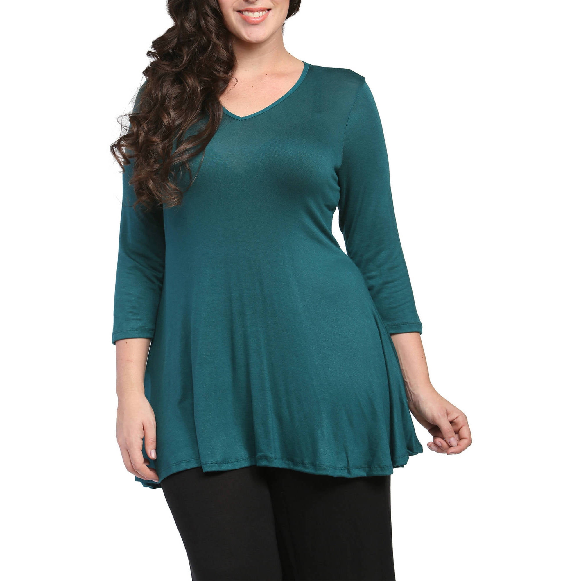 24/7 Comfort PlusWomen's Plus Size 3/4 Sleeve V-neck Tunic