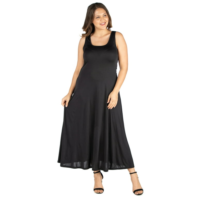 24 7 Comfort PlusWomen s Plus Size Simple A Line Tank Maxi Dress