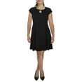 thumbnail image 1 of 24/7 Comfort Womens Plus Solid  Fit & Flare Dress, 1 of 1