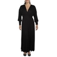 thumbnail image 1 of Women's Plus Size Bishop Sleeves Maxi Dress Black 1XL, 1 of 1