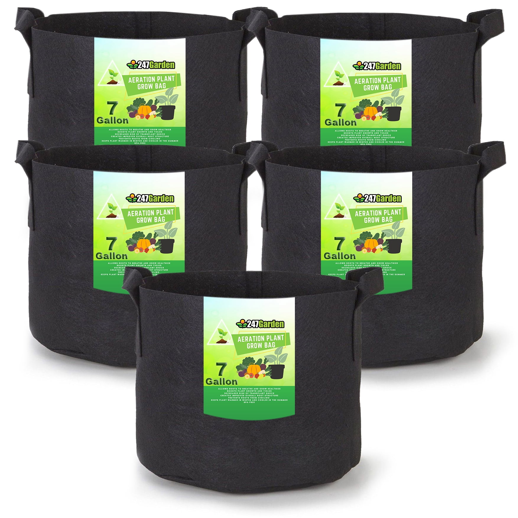 Darware 3 Gallon Grow Bags, Tall Style (Set of 4, Black & White