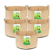 24/7 Garden 7-Gallon Grow Bags / Fabric Pots / Flower Planters (Tan) (5-Pack)