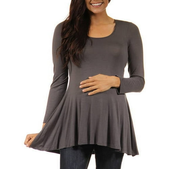 24/7 Maternity Plus Women's Long-sleeve Scoop Neck Tunic Top
