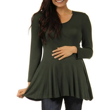 24/7 Maternity Plus Women's Long-sleeve Scoop Neck Tunic Top