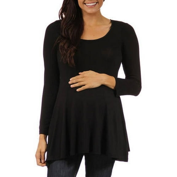 24/7 Maternity Plus Women's Long-sleeve Scoop Neck Tunic Top
