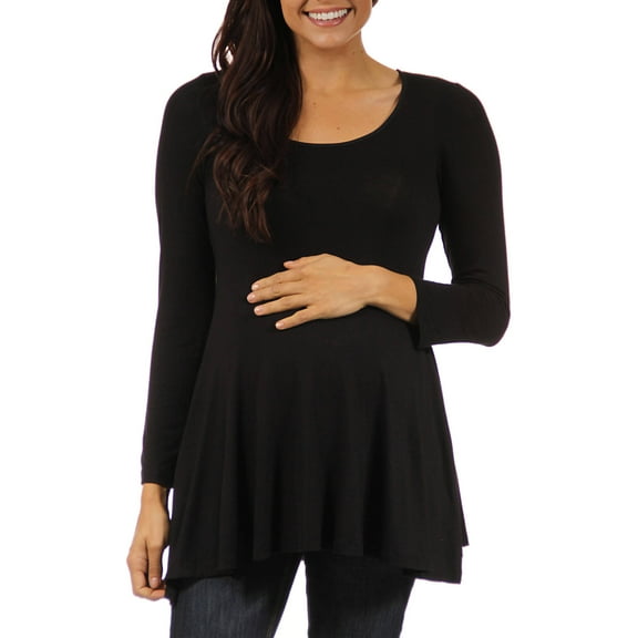 24/7 Maternity Plus Women's Long-sleeve Scoop Neck Tunic Top