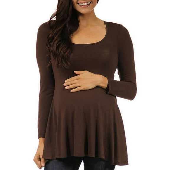 24/7 Maternity Plus Women's Long-sleeve Scoop Neck Tunic Top