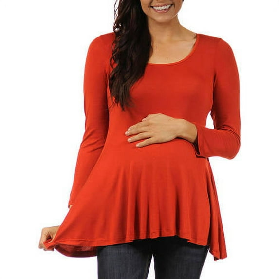 24/7 Maternity Plus Women's Long-sleeve Scoop Neck Tunic Top