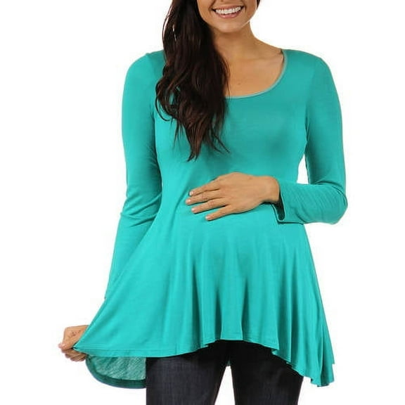 24/7 Maternity Plus Women's Long-sleeve Scoop Neck Tunic Top