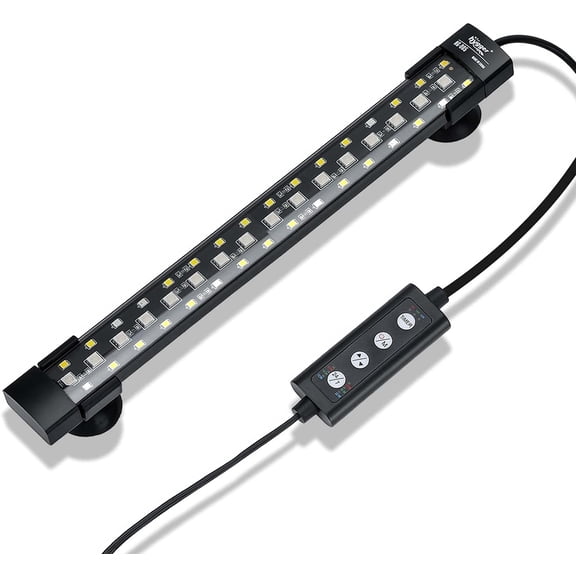 24/7 Mode Submersible Aquarium LED Light, Full Spectrum Hidden Fish Tank Light with 3 Rows Beads 7 Colors Auto On Off Sunrise-Daylight-Moonlight, Adjustable Timer Brightness