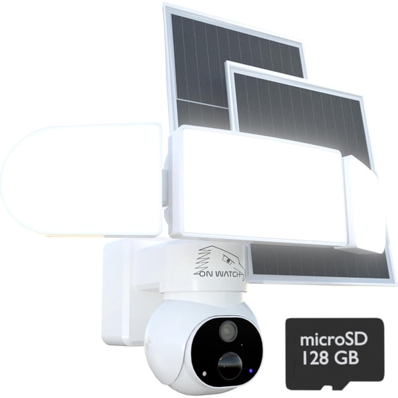 24/7 Recording Solar Floodlight Security Camera Wireless Outdoor, Motion-Activated Alert/2000LM Floodlight/105dB Siren, WiFi, 2K, HD Live View/Talk, 360 Pan & Tilt, Free Local 128GB Storage