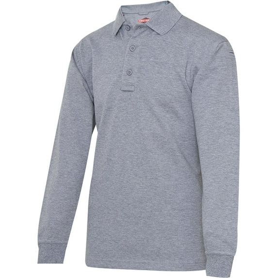 24-7 Series Men's Long Sleeve Polo Shirt, Heather Grey, 3XL - 4356008