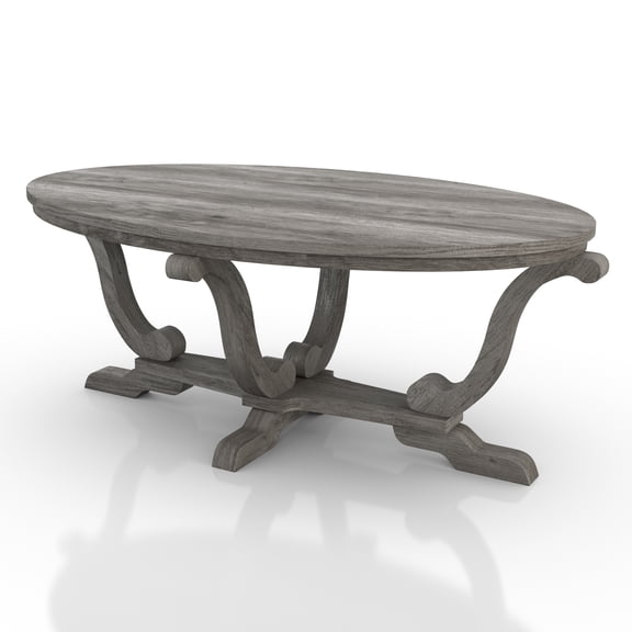 24/7 Shop At Home Bois Wood Oval Coffee Table, Vintage Gray Oak