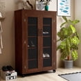 thumbnail image 1 of 24/7 Shop At Home Dawn Industrial 5 Tier Shoe Cabinet in Wood Vintage Walnut Finish, 1 of 5