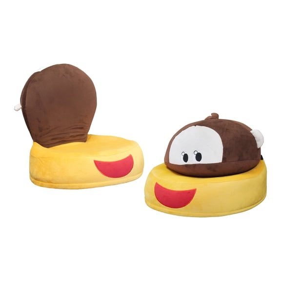 24/7 Shop At Home Funzz Microfiber Foldable Kids Monkey Chair in Brown