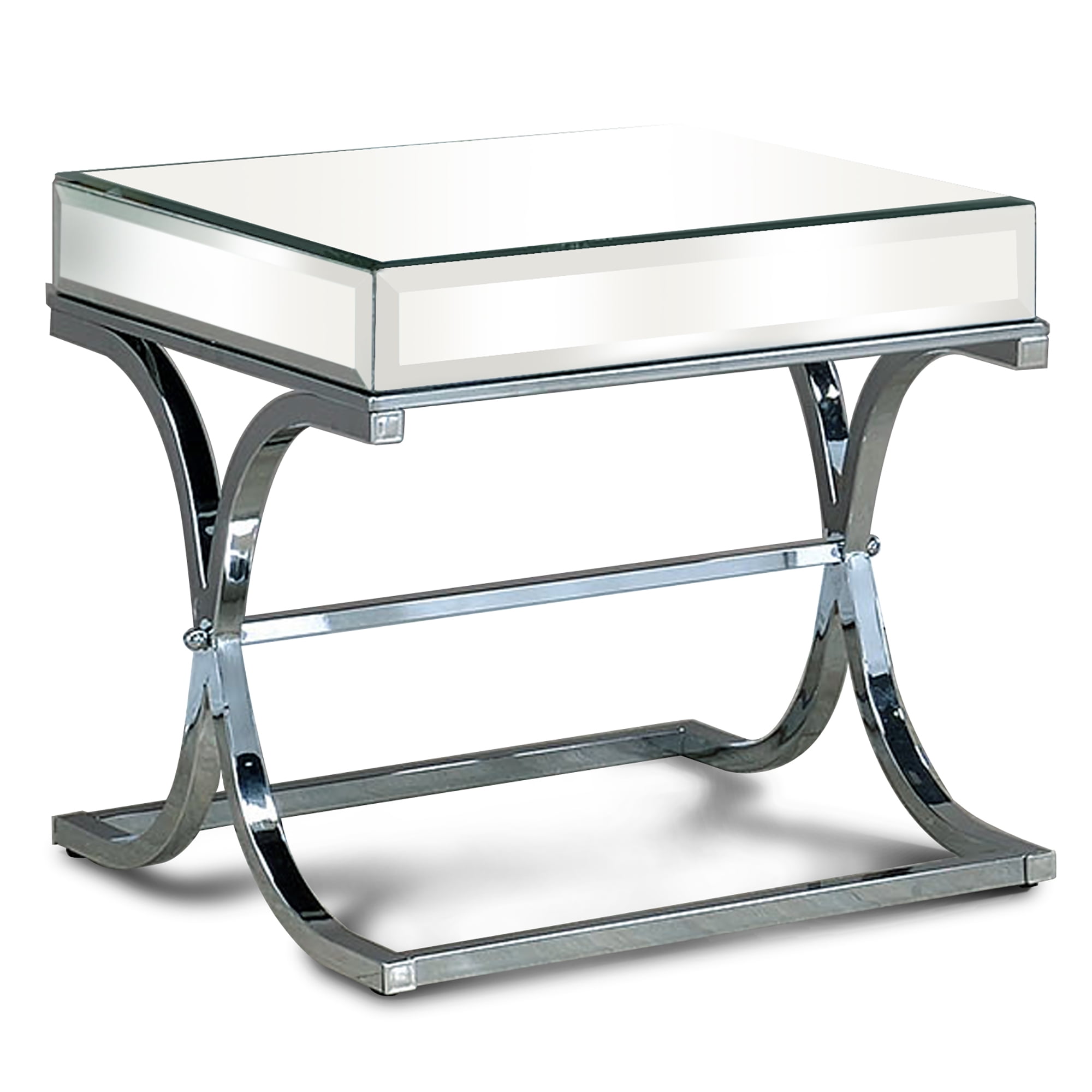 Amelia 22" Steel Frame Mirrored Glass End Table - Contemporary Design