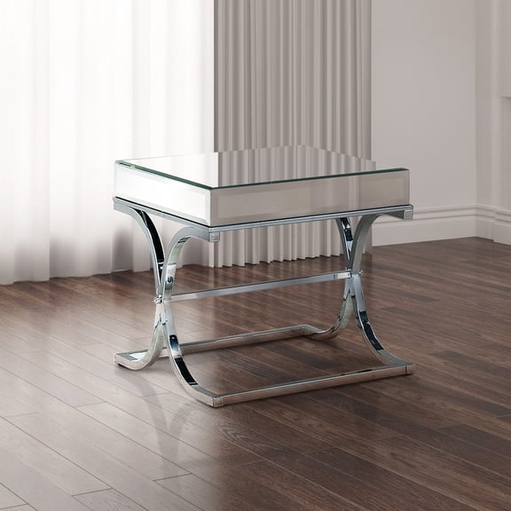 24/7 Shop At Home Muse Contemporary Metal Square End Table in Chrome