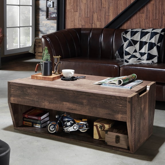 24/7 Shop At Home Rift Livingroom Wood Lift-Top Coffee Table, Reclaimed Oak