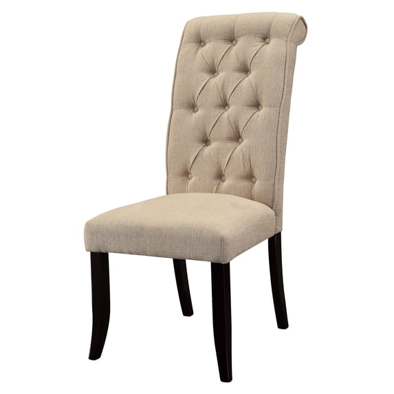 24/7 Shop At Home Sam Set of 2 Fabric Side Chair in Ivory