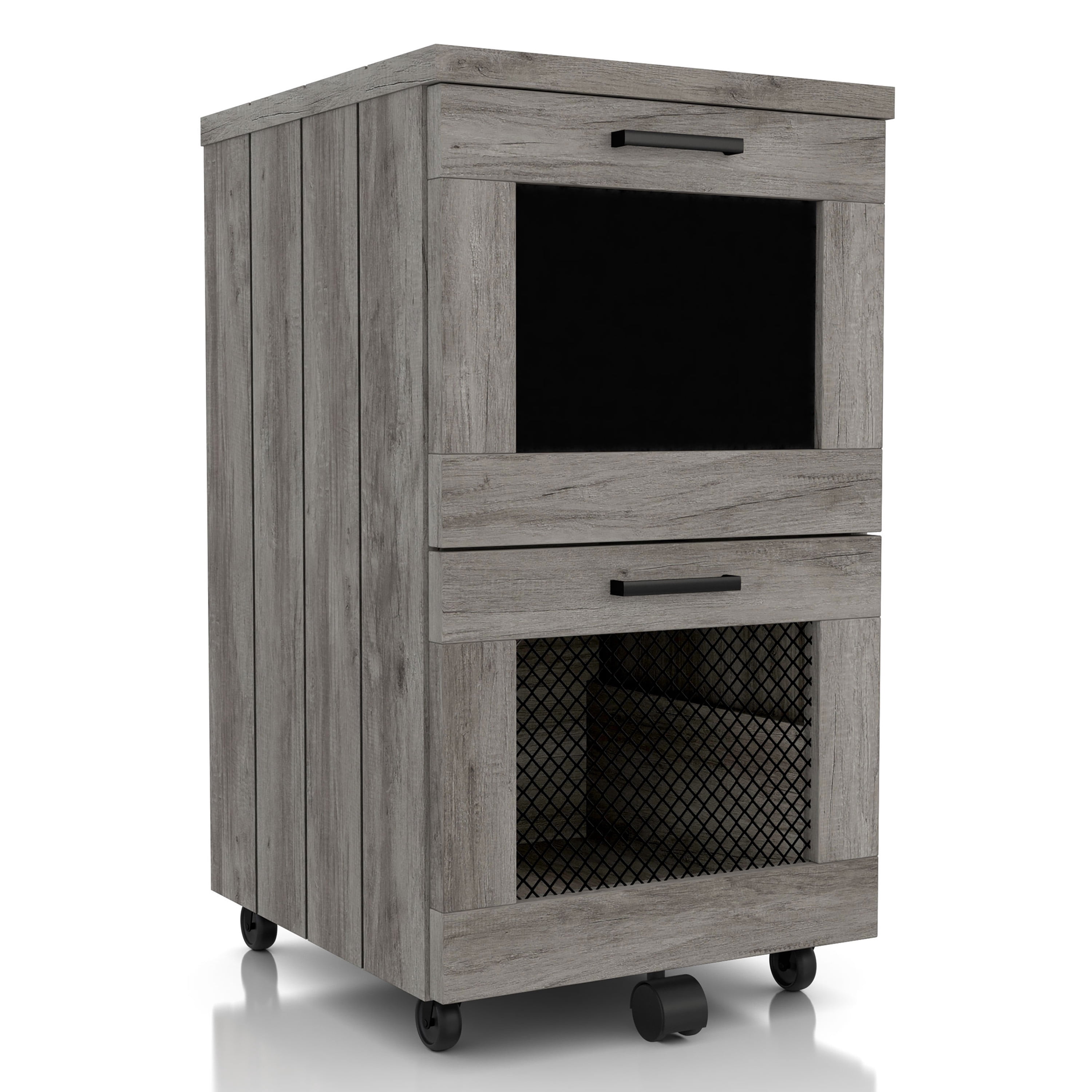 24/7 Shop At Home Shiv Wood 2-Drawer File Cabinet, Vintage Gray Oak