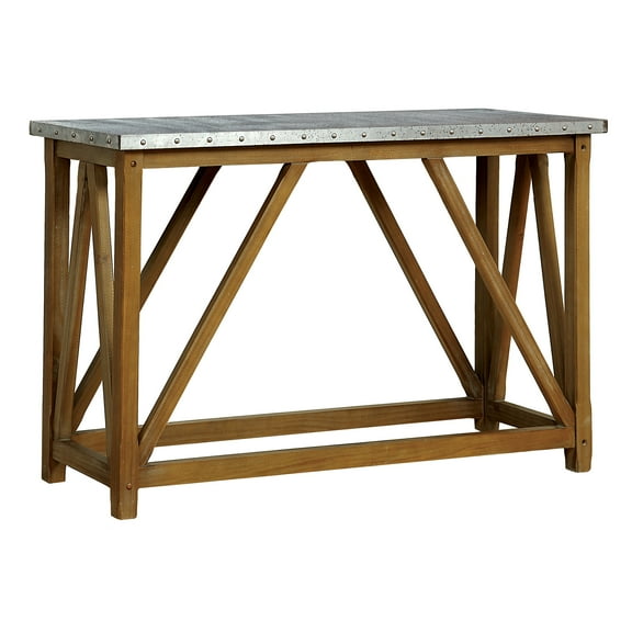 24/7 Shop At Home Ware Industrial Wood Console Table in Natural Tone