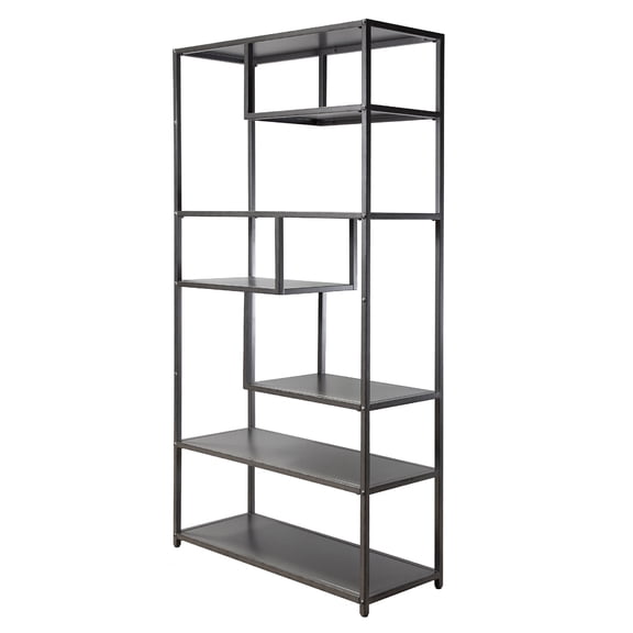 24/7 Shop At Home Zen Industrial Metal 6-Shelf Bookcase in Powder Coated Gray