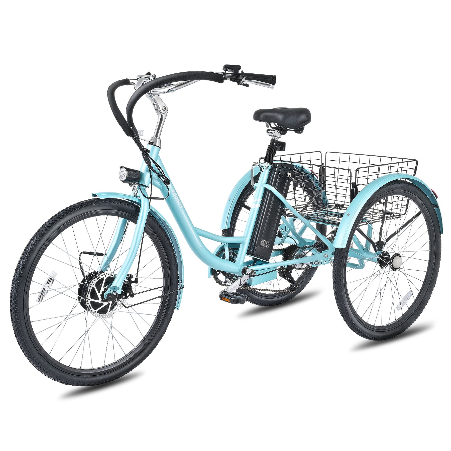 24" 7 Speed Dual Chains Electric Tricycle 350W Electric Trike with 36V 13Ah Battery UL 2271 Green