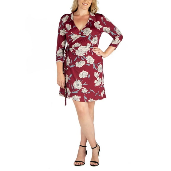 24/7 Women's Plus Size Comfort Apparel Criss Cross Neckline Cold Shoulder Plus Size Dress