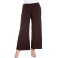 thumbnail image 1 of 24/7 Women's Plus Size Comfort Apparel Elastic Waist Flared Leg Plus Size Palazzo Pants, 1 of 4