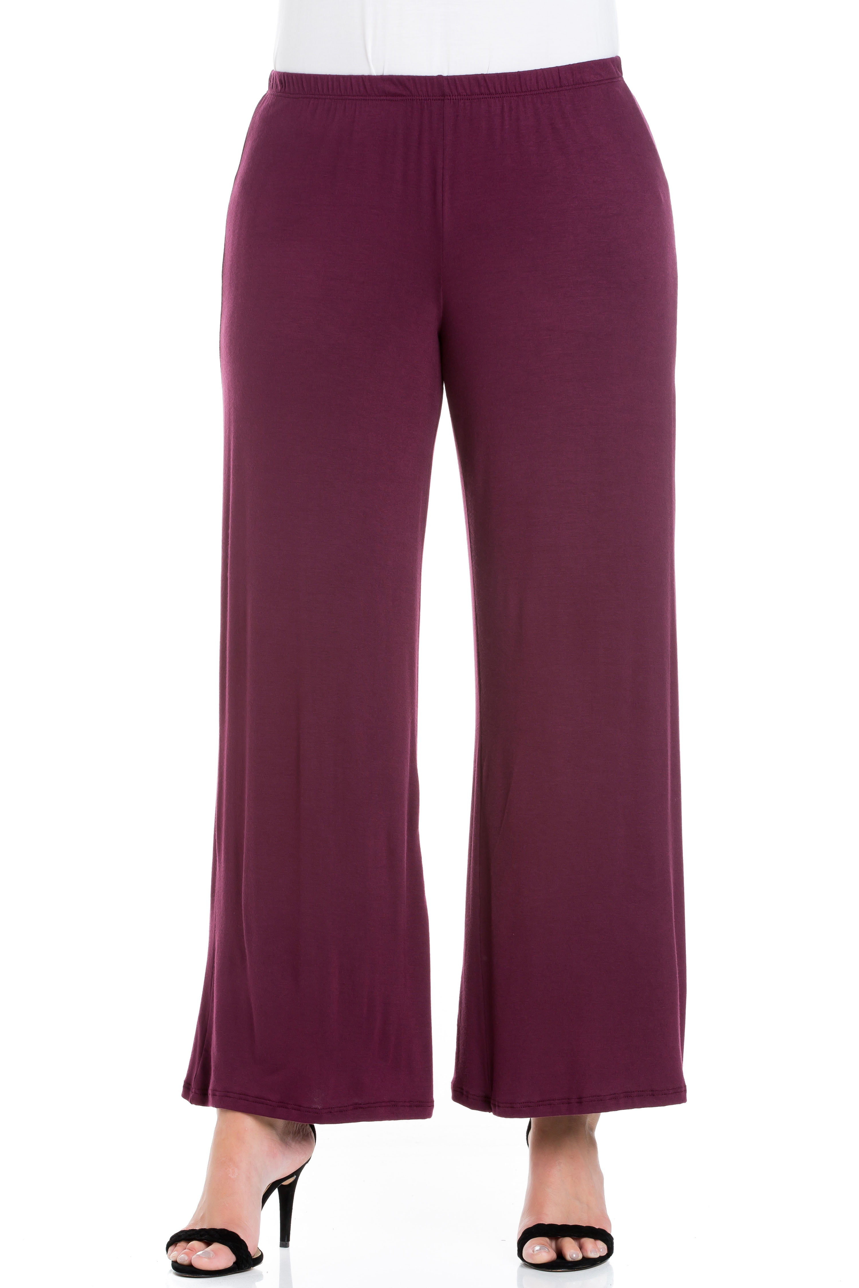 24/7 Women's Plus Size Comfort Apparel Elastic Waist Flared Leg Plus Size Palazzo Pants