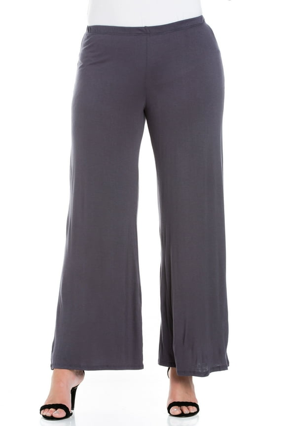 24/7 Women's Plus Size Comfort Apparel Elastic Waist Flared Leg Plus Size Palazzo Pants