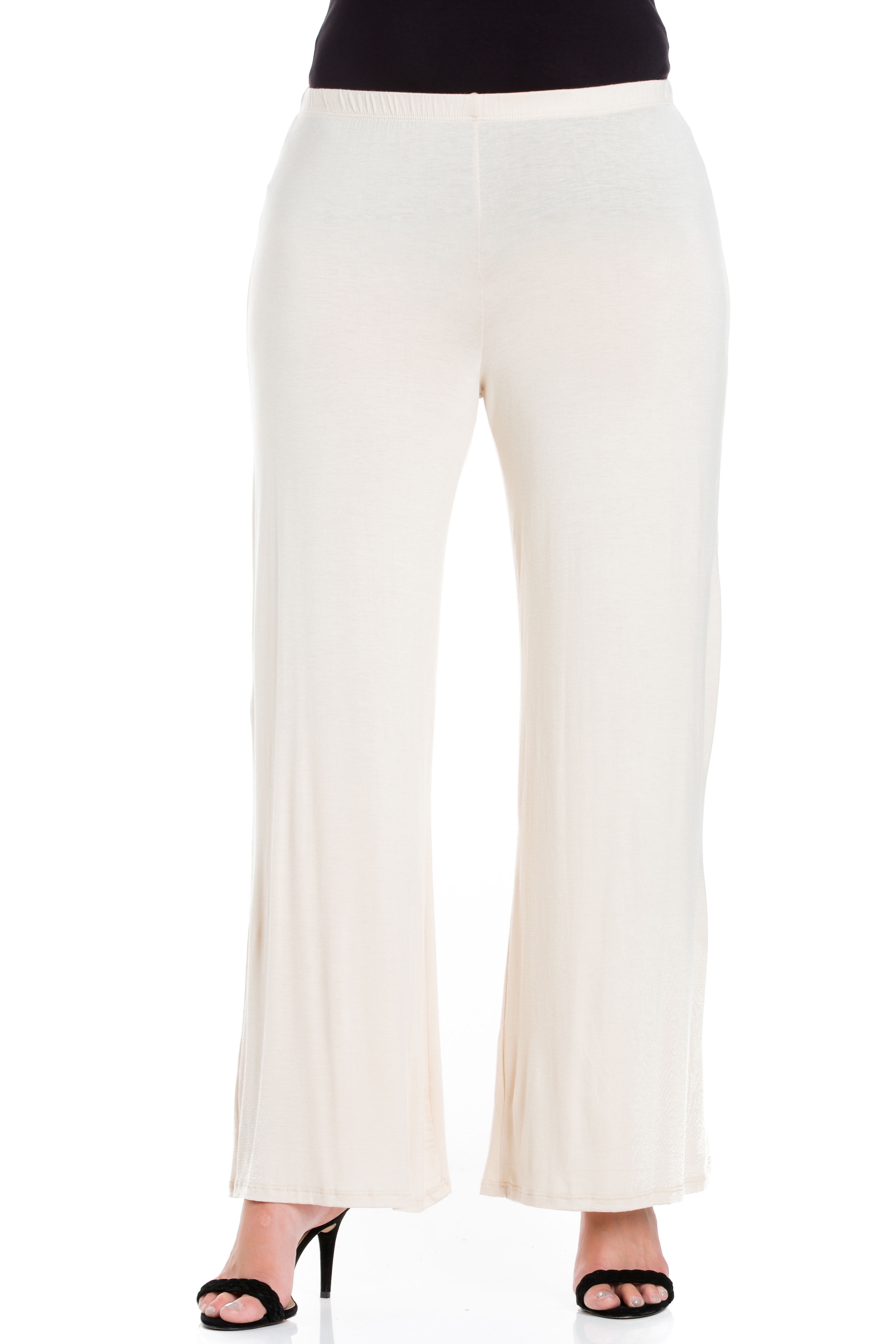 24/7 Women's Plus Size Comfort Apparel Elastic Waist Flared Leg Plus Size Palazzo Pants
