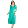 thumbnail image 1 of 24/7 Women's Plus Size Comfort Apparel Elbow Length Sleeve Plus Size Maxi Dress, 1 of 4