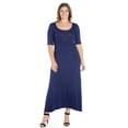 thumbnail image 1 of 24/7 Women's Plus Size Comfort Apparel Elbow Length Sleeve Plus Size Maxi Dress, 1 of 4